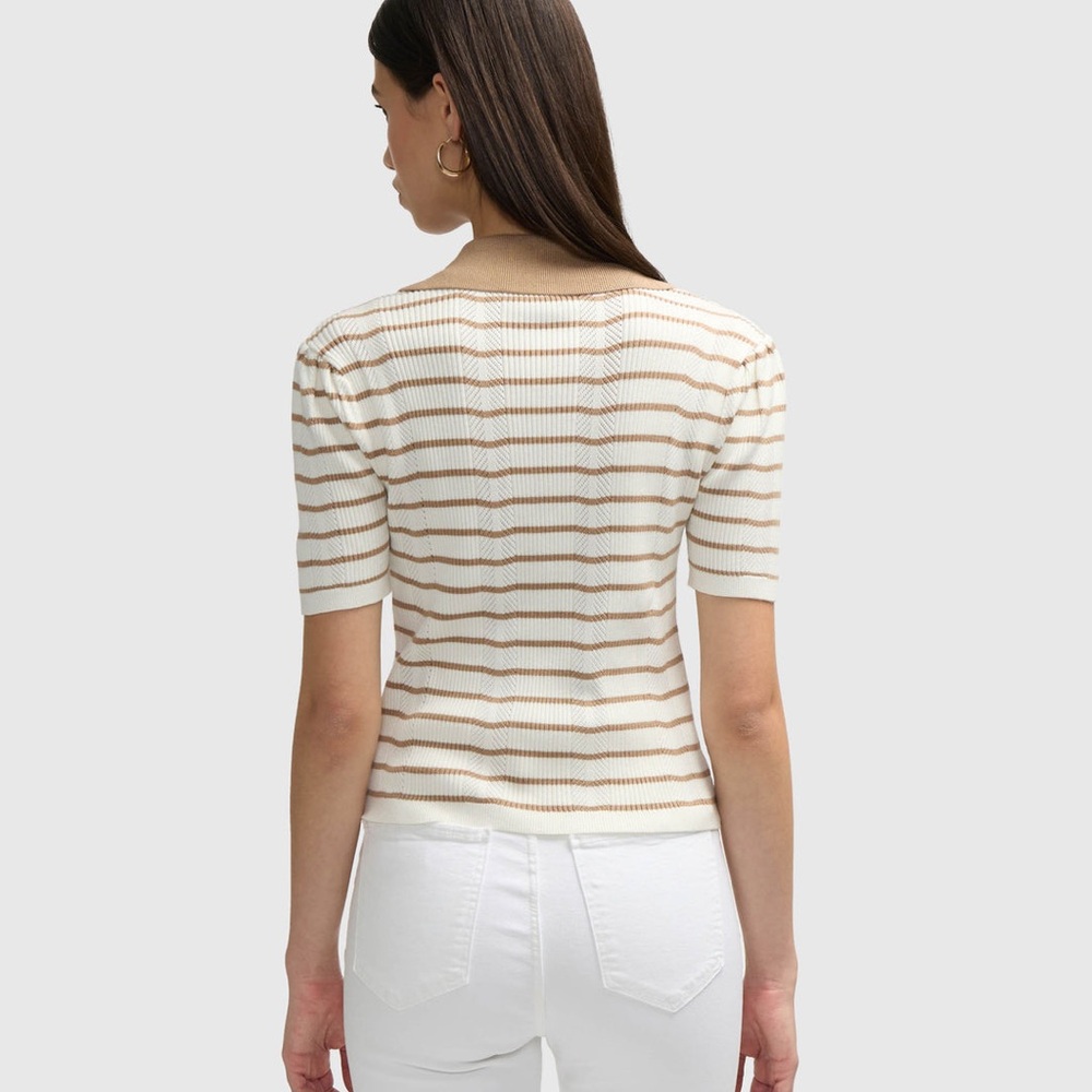 Striped Knit Top with Gold Buttons - Picture 5 of 13
